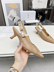 Dior CD Women J’Adior Slingback Pump Natural Raffia Flat Bow - 5