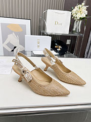Dior CD Women J’Adior Slingback Pump Natural Raffia Flat Bow - 6