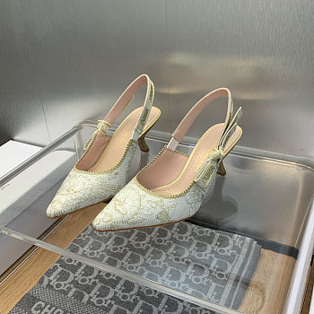Dior Women's White J'A Canvas & Leather Slingback Pump 