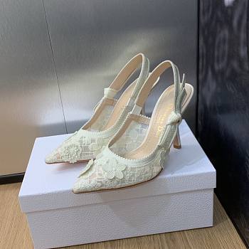 White flower Dior high heels