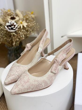 Dior Light Pink Embroidered Canvas J'Adior Slingback Pumps