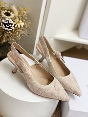Dior Light Pink Embroidered Canvas J'Adior Slingback Pumps - 6