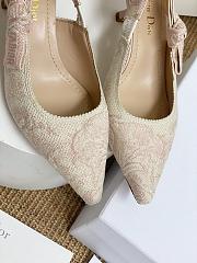 Dior Light Pink Embroidered Canvas J'Adior Slingback Pumps - 3