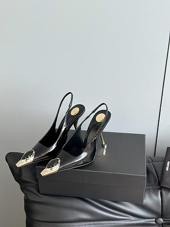 Saint Lauren* YSL25 early spring new small square head gem high heels black