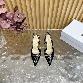 DIOR 2025 Spring and Summer New Pearl Heel Cross Strap Sandals black heigh 8cm