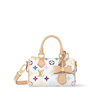 LV x TM Nano Speedy Bag Multicolor White 16 x 10 x 7.5 cm M13391