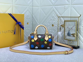 LV x YK Nano Speedy handbag M81979 Size: 16 x 10 x 7.5 cm