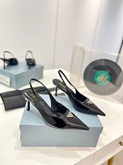 Prada Catwalk style pointed sandals with triangle buckle high heels black 7.5cm - 2