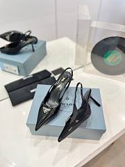 Prada Catwalk style pointed sandals with triangle buckle high heels black 7.5cm - 3