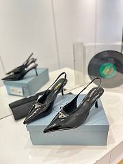 Prada Catwalk style pointed sandals with triangle buckle high heels black 7.5cm - 6