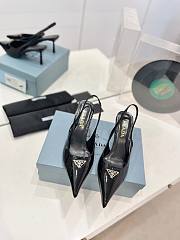 Prada Catwalk style pointed sandals with triangle buckle high heels black 7.5cm - 5