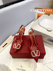 Valentino Latest silk slingback high heel red 8cm - 4