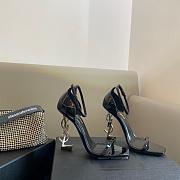 YSL OPYUM letter heel metal heel high-heeled sandals black 10.5cm - 6