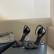 YSL OPYUM letter heel metal heel high-heeled sandals black 10.5cm - 5