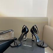 YSL OPYUM letter heel metal heel high-heeled sandals black 10.5cm - 2
