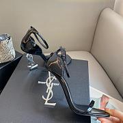 YSL OPYUM letter heel metal heel high-heeled sandals black 10.5cm - 4