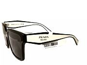 Prada PR 24ZS 1AB5SO Black White Gray Lenses Women Square Sunglasses - 4
