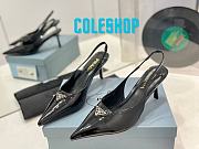 Prada Catwalk style pointed sandals with triangle buckle high heels black 7.5cm - 1