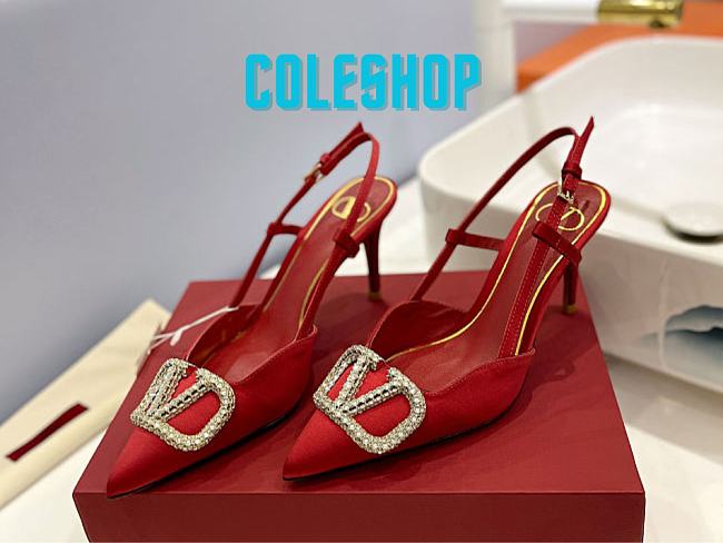 Valentino Latest silk slingback high heel red 8cm - 1