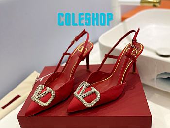 Valentino Latest silk slingback high heel red 8cm