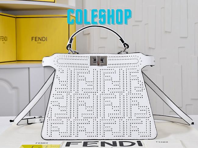 Fendi Peekaboo ISeeU Small White Leather Bag FF Interlacing 27x21x11cm - 1
