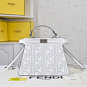 Fendi Peekaboo ISeeU Small White Leather Bag FF Interlacing 27x21x11cm - 2
