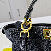 Fendi Peekaboo ISeeU Small Black Leather Bag FF Interlacing 27x21x11cm - 6