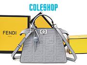 Fendi Peekaboo ISeeU Small Silver Leather Bag FF Interlacing 27x21x11cm - 1