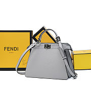 Fendi Peekaboo ISeeU Small Silver Leather Bag FF Interlacing 27x21x11cm - 5