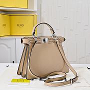 Fendi Peekaboo ISeeU Small Brown Leather Bag FF Interlacing 27x21x11cm - 5