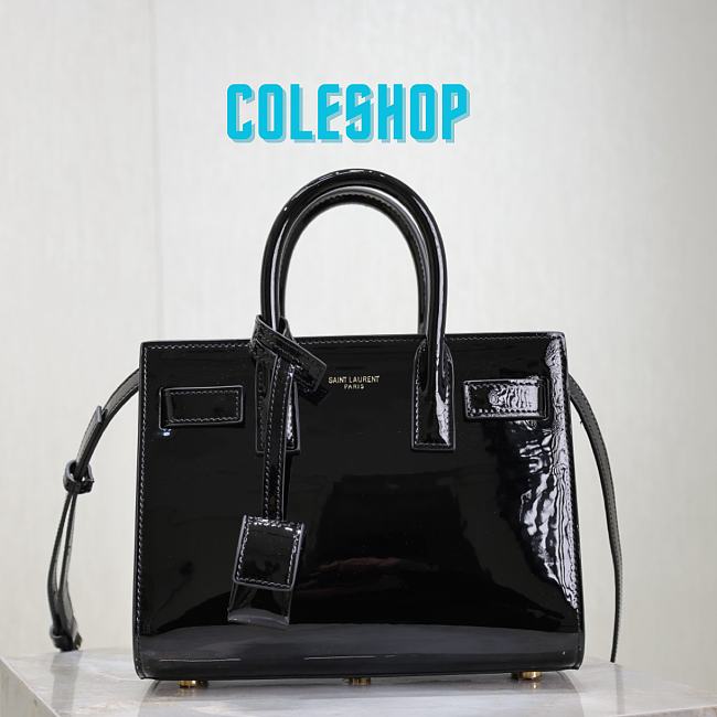 YSL Sac De Jour Bag Black Patent 22x18x10.5cm - 1