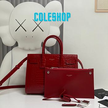 YSL Sac De Jour Red Crocodile Bag 26x20.5x12.5cm