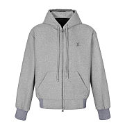 LV metal wool zipper hoodie grey 1V2024FW  - 4