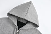 LV metal wool zipper hoodie grey 1V2024FW  - 5