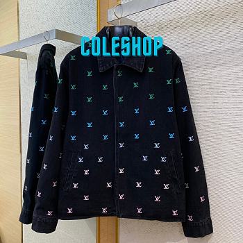 Louis Vuitton full-print contrasting rainbow gradient embroidered denim jacket