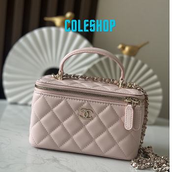 Chanel Handle Vanity Case Light Pink Bag 17x10x8cm