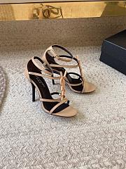 YSL Cassandra Sandals 100mm Beige Heel - 3