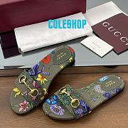 Gucci Slide Horsebit Green Multicolor Slides - 1