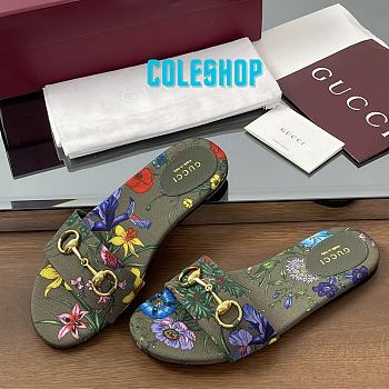 Gucci Slide Horsebit Green Multicolor Slides