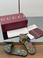 Gucci Slide Horsebit Green Multicolor Slides - 5