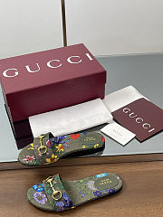 Gucci Slide Horsebit Green Multicolor Slides - 6