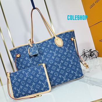 Louis Vuitton LV Neverfull MM Denim Blue 31x28x14cm