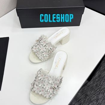 Chanel new camellia slippers white