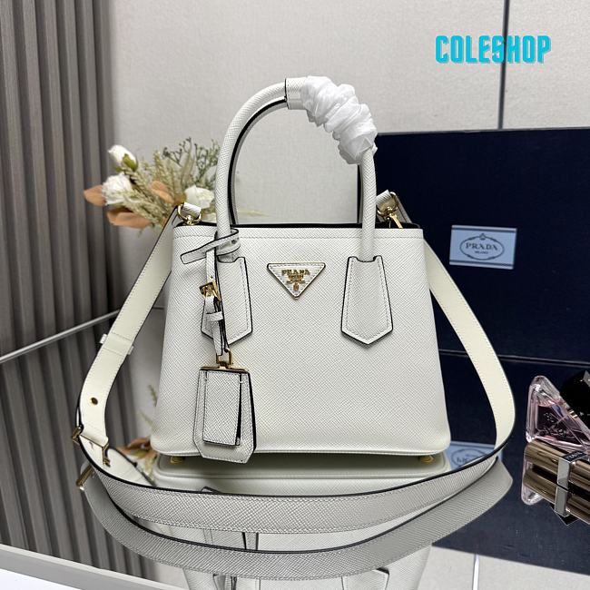 Prada Double Saffiano Leather Handbag white 25x18.5x12.5cm - 1