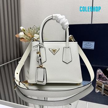 Prada Double Saffiano Leather Handbag white 25x18.5x12.5cm