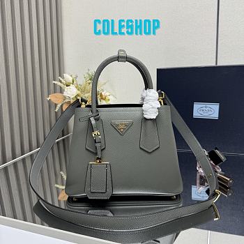Prada Double Saffiano Leather Handbag grey 25x18.5x12.5cm