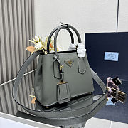 Prada Double Saffiano Leather Handbag grey 25x18.5x12.5cm - 3