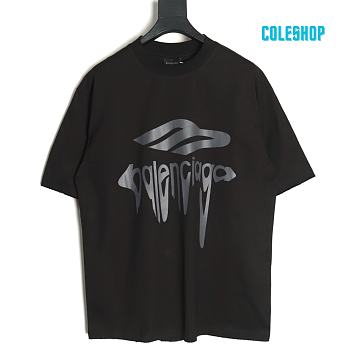 Balenciaga new 3M art letter print washed and worn short-sleeved T-shirt black