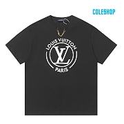 Louis Vuitton LV chain logo printed short-sleeved T-shirt black - 1