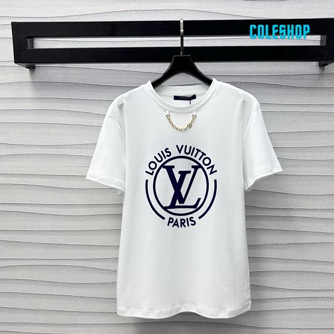 Louis Vuitton LV chain logo printed short-sleeved T-shirt white - 1